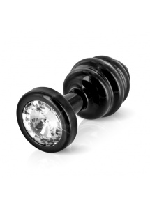 Prążkowany ozdobny plug analny - Diogol Ano Butt Plug Ribbed  Black 25mm Czarny