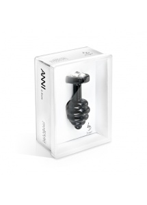 Prążkowany ozdobny plug analny - Diogol Ano Butt Plug Ribbed  Black 25mm Czarny