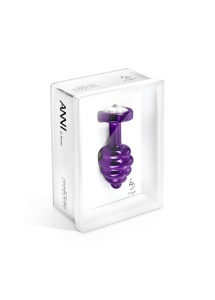 Prążkowany ozdobny plug analny - Diogol Ano Butt Plug Ribbed  Purple 25mm Fioletowy