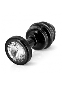 Prążkowany ozdobny plug analny - Diogol Ano Butt Plug Ribbed  Black 30mm Czarny
