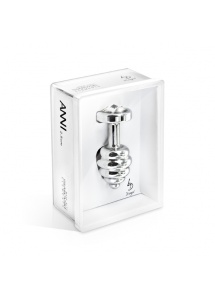 Prążkowany ozdobny plug analny - Diogol Ano Butt Plug Ribbed  Silver Plated 35mm Srebrny