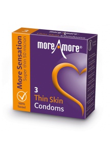 Prezerwatywy cienkie - MoreAmore Condom Thin Skin 3 szt  