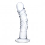 Realistyczne dildo z żyłami - Glass Curved Realistic Glass Dildo With Veins  