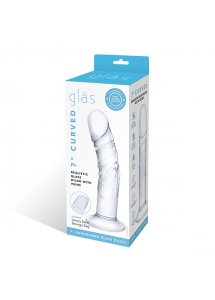 Realistyczne dildo z żyłami - Glass Curved Realistic Glass Dildo With Veins  