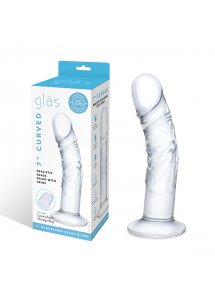 Realistyczne dildo z żyłami - Glass Curved Realistic Glass Dildo With Veins  
