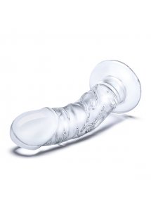 Realistyczne dildo z żyłami - Glass Curved Realistic Glass Dildo With Veins  