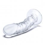 Realistyczne dildo z żyłami - Glass Curved Realistic Glass Dildo With Veins  