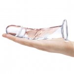 Realistyczne dildo z żyłami - Glass Curved Realistic Glass Dildo With Veins  
