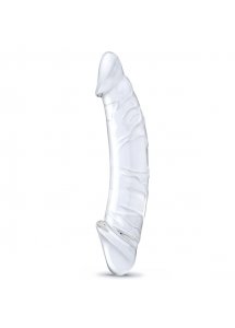 Realistyczne dildo z żyłami - Glass Curved Realistic Glass Dildo With Veins  
