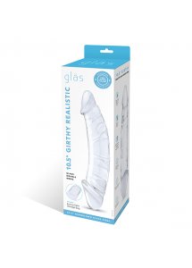 Realistyczne dildo z żyłami - Glass Curved Realistic Glass Dildo With Veins  