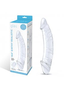 Realistyczne dildo z żyłami - Glass Curved Realistic Glass Dildo With Veins  