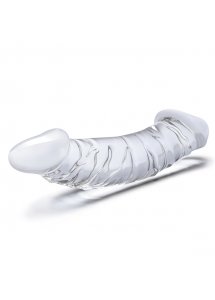 Realistyczne dildo z żyłami - Glass Curved Realistic Glass Dildo With Veins  