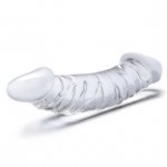 Realistyczne dildo z żyłami - Glass Curved Realistic Glass Dildo With Veins  