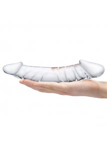 Realistyczne dildo z żyłami - Glass Curved Realistic Glass Dildo With Veins  