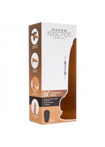 Realistyczny wibrator posuwisty - Naked Addiction Thrusting Dong with Remote 9 Inch Karmel
