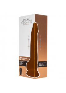 Realistyczny wibrator posuwisty - Naked Addiction Thrusting Dong with Remote 9 Inch Karmel