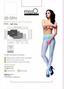 Rozcięte w kroku rajstopy – MissO P101  Niebieski jasny