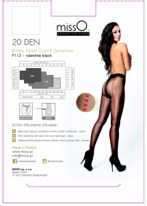 Rozcięte w kroku rajstopy z serduszkami – MissO P112  Czarny