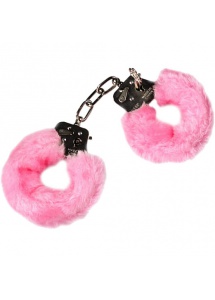 RÓŻOWE KAJDANKI z miękkim obiciem z futerka - różowe