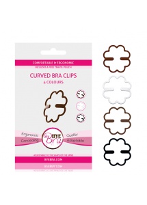 Ściągacze klipsy do ramiączek - Bye Bra Curved Clips - Brązowe (2x) & Czarny & Biały