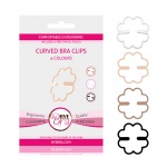 Ściągacze klipsy do ramiączek - Bye Bra Curved Clips - Cieliste (2x) & Brązowy & Czarny & Biały