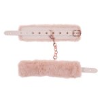SPORTSHEETS - FUTRZASTE KAJDANKI Z ŁANCUSZKIEM KREM RÓŻ
