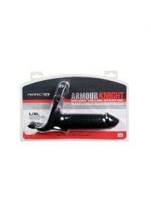 Strap-on wydrążony - Perfect Fit Armour Knight  XL rozmiar S/M czarny