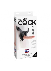 Strap on z dildo - King Cock Strap-On Harness with 7 Inch Cock Flesh  - 18 cm