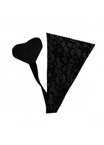 Stringi bezszwowe samonośne - Bye Bra Adhesive String Lace Finish   Czarny