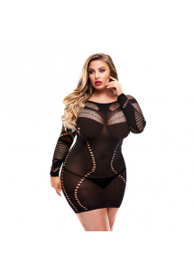 Sukienka koszulka mini - Lapdance Long Sleeve Mini Dress  L/XL Czarny