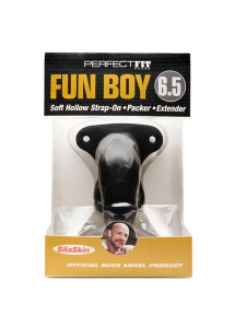 Sztuczny penis na uprzęży - Perfect Fit Fun Boy 16,5 cm  Czarny