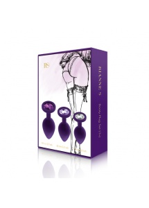 Trzy plugi analne z klejnotem - Rianne S Booty Plug Set 3x fioletowy