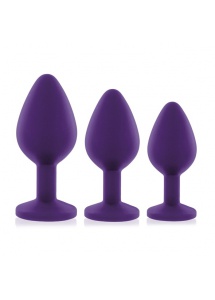 Trzy plugi analne z klejnotem - Rianne S Booty Plug Set 3x fioletowy