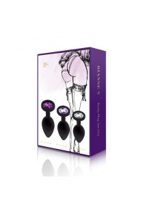 Trzy plugi analne z klejnotem - Rianne S Booty Plug Set 3x czarny