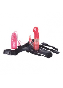 Uprząż z wibratorem i stymulatorem Dual Tech Strap-On Rabbit