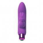 Wibrator 2w1 króliczek - PowerBullet Alice’s Bunny Vibrator 10 Function  Fioletowy