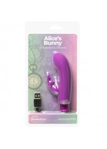 Wibrator 2w1 króliczek - PowerBullet Alice’s Bunny Vibrator 10 Function  Fioletowy