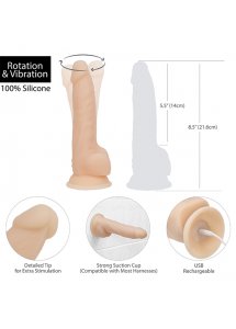 Wibrator z rotacją i przyssawką - Naked Addiction Rotating & Vibrating Dong 8 Inch Vanilla   