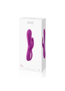 Wibrator ze stymulatorem oryginalnie ukształtowany - Ovo K3 Rabbit Vibrator  Fioletowy Jasny