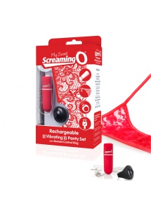 Wibrujące majteczki ze stymulatorem - The Screaming O Charged Remote Control Panty Vibe  Czerwony
