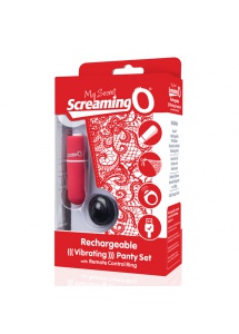 Wibrujące majteczki ze stymulatorem - The Screaming O Charged Remote Control Panty Vibe  Czerwony