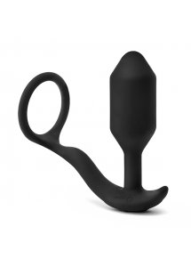 Wibrujący korek analny z pierścieniem na penisa - B-Vibe Vibrating Snug & Tug M  