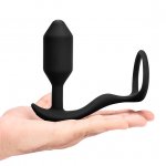 Wibrujący korek analny z pierścieniem na penisa - B-Vibe Vibrating Snug & Tug M  