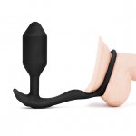 Wibrujący korek analny z pierścieniem na penisa - B-Vibe Vibrating Snug & Tug M  