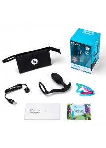 Wibrujący korek analny z pierścieniem na penisa - B-Vibe Vibrating Snug & Tug M  