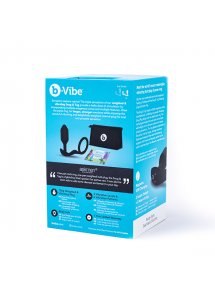 Wibrujący korek analny z pierścieniem na penisa - B-Vibe Vibrating Snug & Tug M  