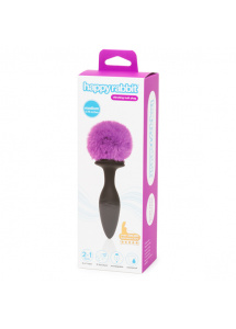 Wibrujący ozdobny korek analny - Happy Rabbit Rechargeable Vibrating Butt Plug Black & Purple M
