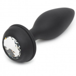 Wibrujący ozdobny korek analny - Happy Rabbit Rechargeable Vibrating Butt Plug Black & Purple L
