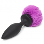 Wibrujący ozdobny korek analny - Happy Rabbit Rechargeable Vibrating Butt Plug Black & Purple L