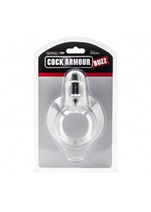 Wibrujący pierścień na penisa - Perfect Fit Cock Armour Buzz  przezroczysty